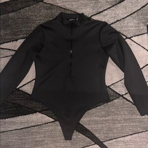 PrettyLittleThing Black Zip-Up Bodysuit